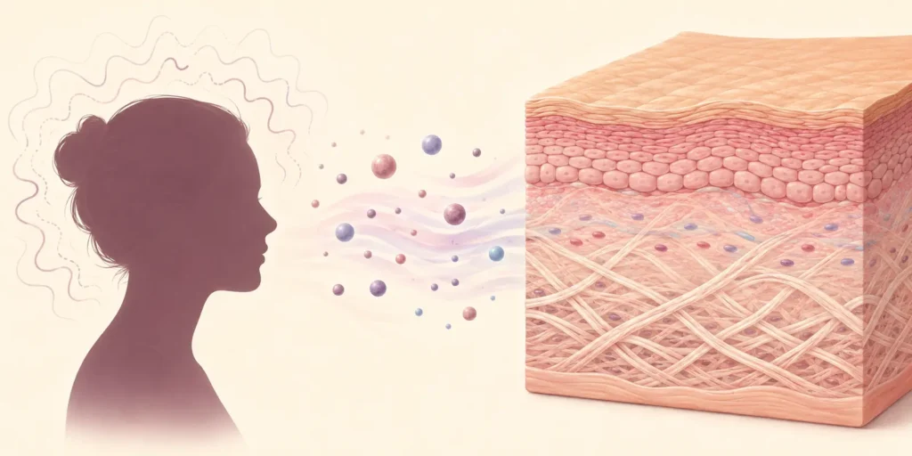 Abstract stress signals approaching a cross-section of the skin barrier
