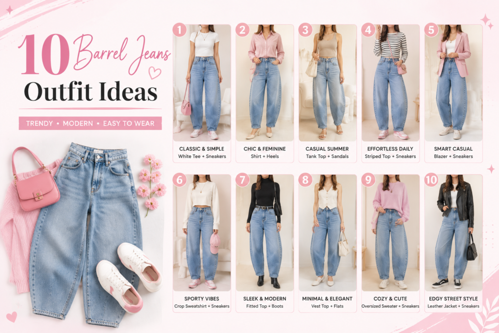 how to style barrel jeans
