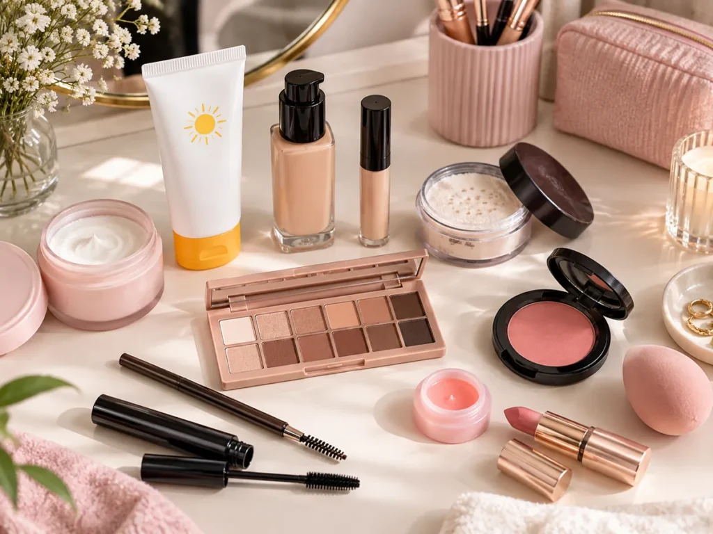 Beginner makeup kit with essential everyday makeup products